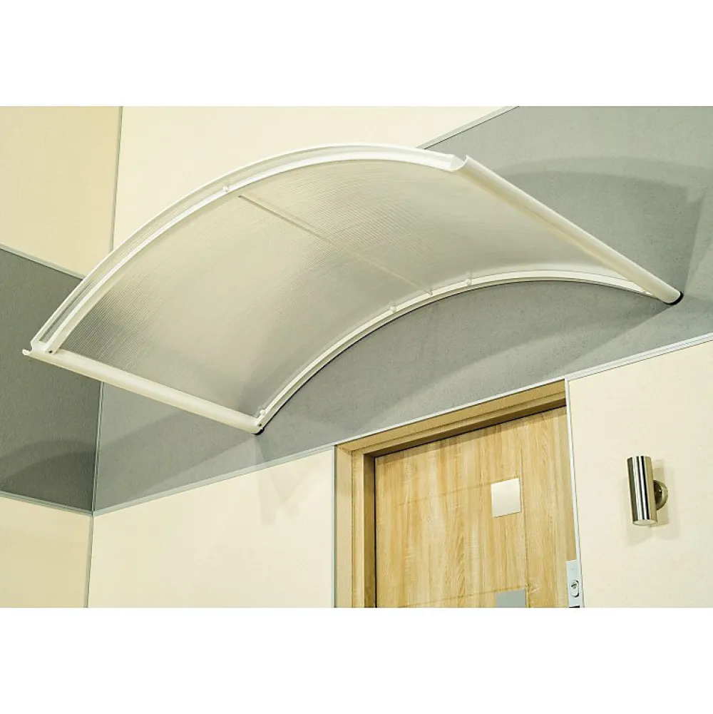 Arctom Auvent ARC 160x90, couleur blanc RAL 9016, plaque incolore- Auvent Et Marquise