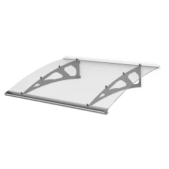 Arctom Auvent Blue 150x89, couleur silver inox, plaque incolore PMMA- Auvent Et Marquise