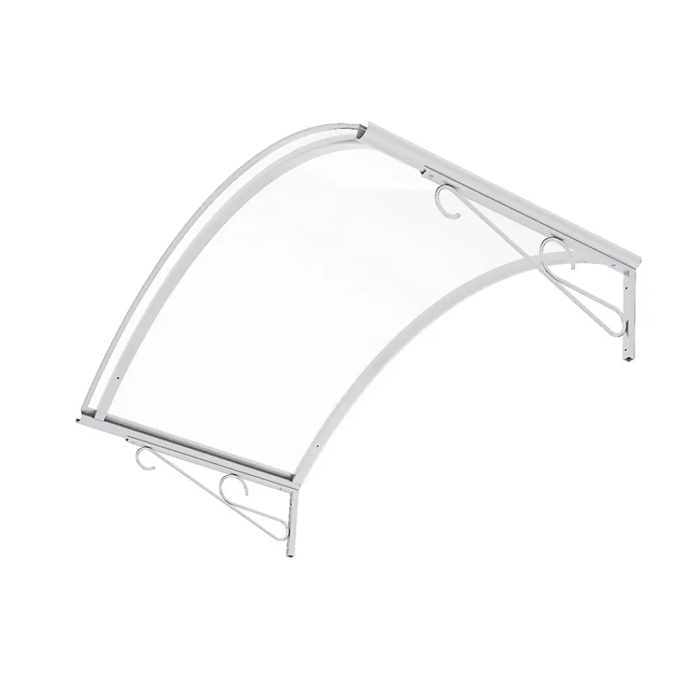 Arctom Auvent Coti 140x80, couleur blanc RAL9016, plaque incolore, polycarbonate solide- Auvent Et Marquise