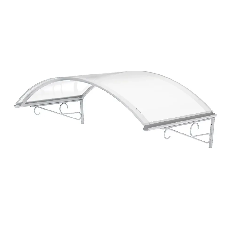 Arctom Auvent Coti 140x80, couleur blanc RAL9016, plaque incolore, polycarbonate solide- Auvent Et Marquise