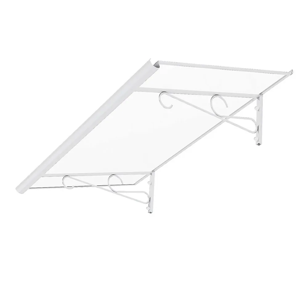 Arctom Auvent Et Marquise<Auvent Fosti 140x79, couleur blanc RAL9016, plaque incolore, polycarbonate solide