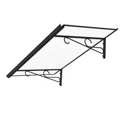 Arctom Auvent Fosti 140x79, couleur anthracite RAL7016, plaque incolore, polycarbonate solide- Auvent Et Marquise