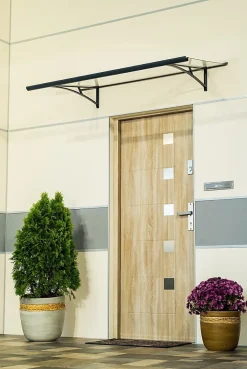 Arctom Auvent Kamios 150x83,5, couleur anthracite RAL7016, plaque incolore PMMA- Auvent Et Marquise