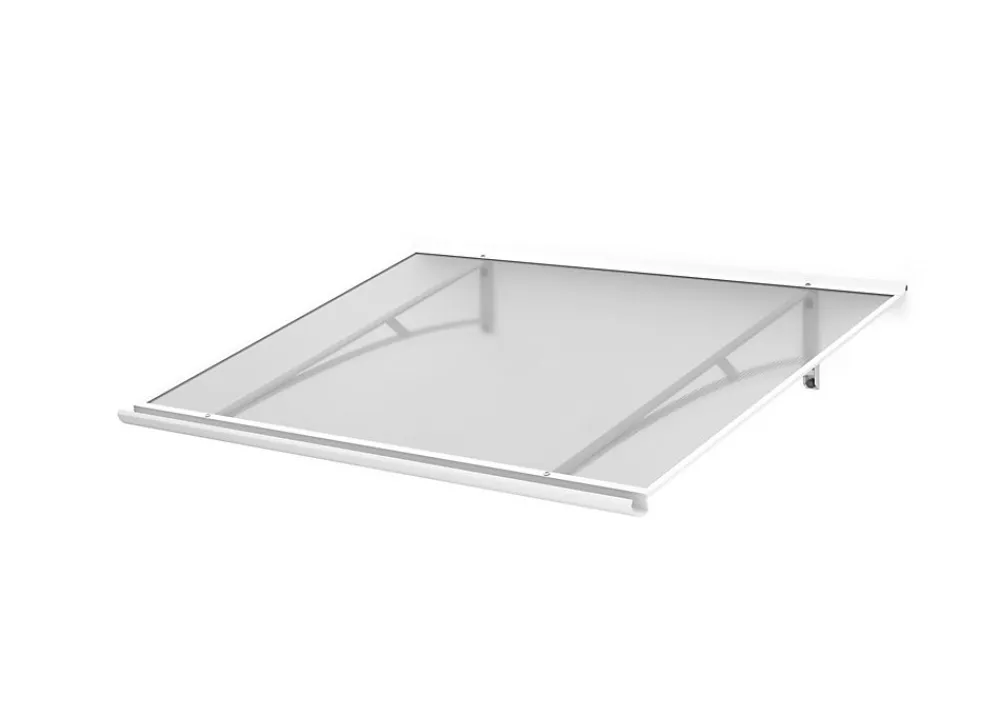 Arctom Auvent Karmel 150x83,5 couleur blanc RAL9016, plaque incolore- Auvent Et Marquise