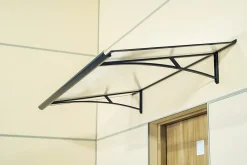 Arctom Auvent Karmel 150x83,5, couleur anthracite RAL7016, plaque incolore- Auvent Et Marquise