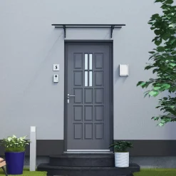 Arctom Auvent Et Marquise<Auvent Kobi 140x82, couleur anthracite RAL7016, plaque incolore, polycarbonate solide