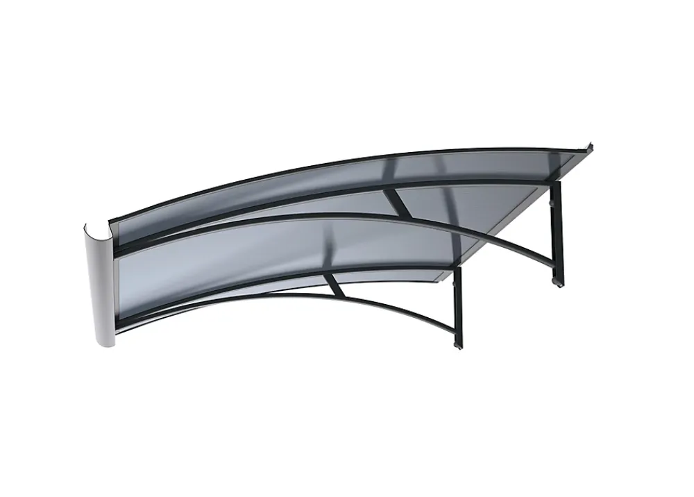 Arctom Auvent LARA 150x83,5, couleur blanc RAL9016, plaque anthracite- Auvent Et Marquise