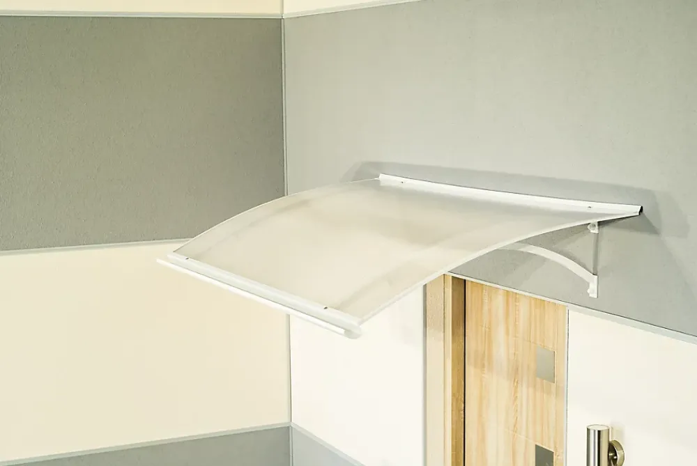 Arctom Auvent LARAU 120x93, couleur blanc RAL9016, plaque incolore- Auvent Et Marquise