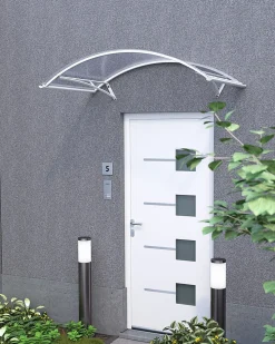 Arctom Auvent Leos 158x90, couleur blanc RAL9016, plaque incolore PMMA- Auvent Et Marquise