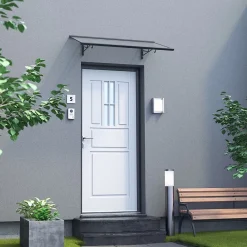 Arctom Auvent Mela 140x79, couleur anthracite RAL7016, plaque incolore- Auvent Et Marquise
