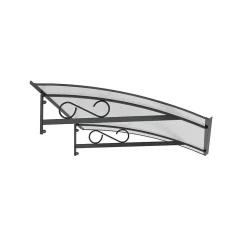 Arctom Auvent Pierro 150x90, couleur anthracite RAL7016, plaque incolore, polycarbonate alvéolaire- Auvent Et Marquise