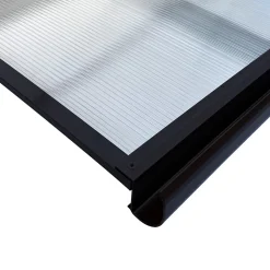 Starkedach Auvent à cadre en aluminium Straight T-160 7016 avec revêtement en polycarbonate- Auvent Et Marquise