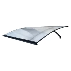 Starkedach Auvent à cadre en aluminium courbé L-160 7016 avec revêtement en polycarbonate- Auvent Et Marquise