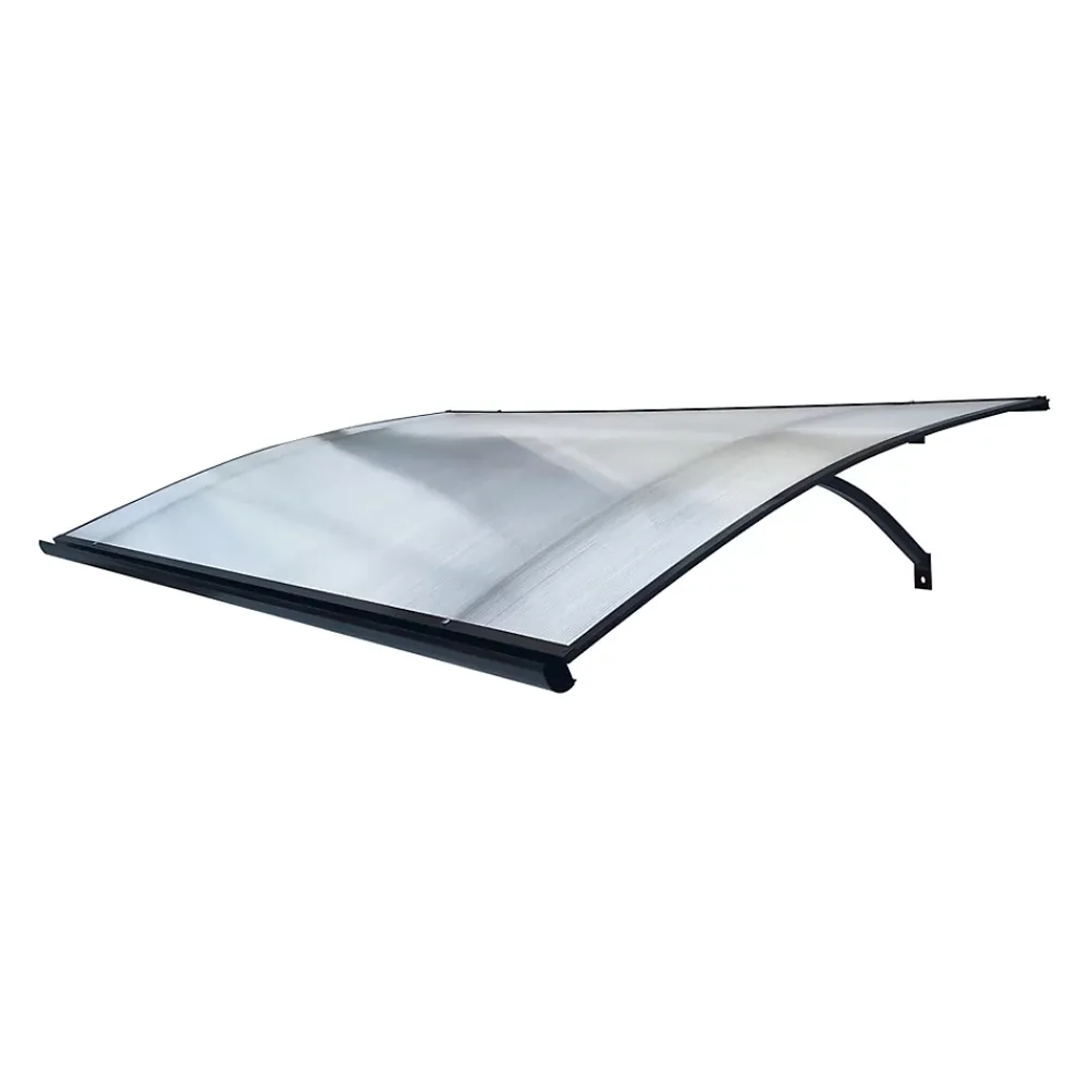 Starkedach Auvent à cadre en aluminium courbé L-160 7016 avec revêtement en polycarbonate- Auvent Et Marquise