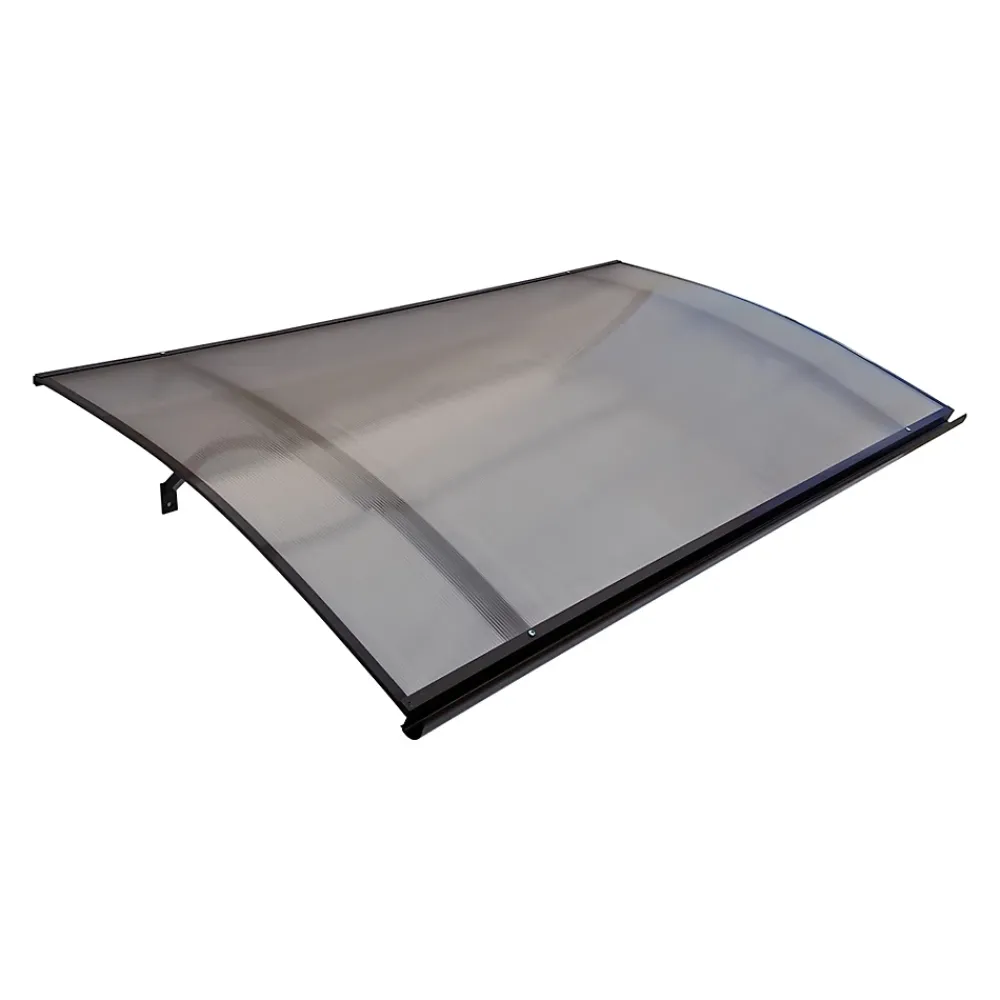 Starkedach Auvent à cadre en aluminium courbé L-160 8017 avec revêtement en polycarbonate- Auvent Et Marquise