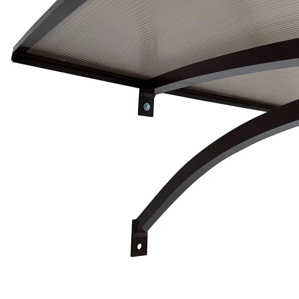 Starkedach Auvent à cadre en aluminium courbé L-160 8017 avec revêtement en polycarbonate- Auvent Et Marquise