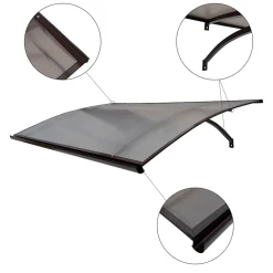 Starkedach Auvent à cadre en aluminium courbé L-160 8017 avec revêtement en polycarbonate- Auvent Et Marquise