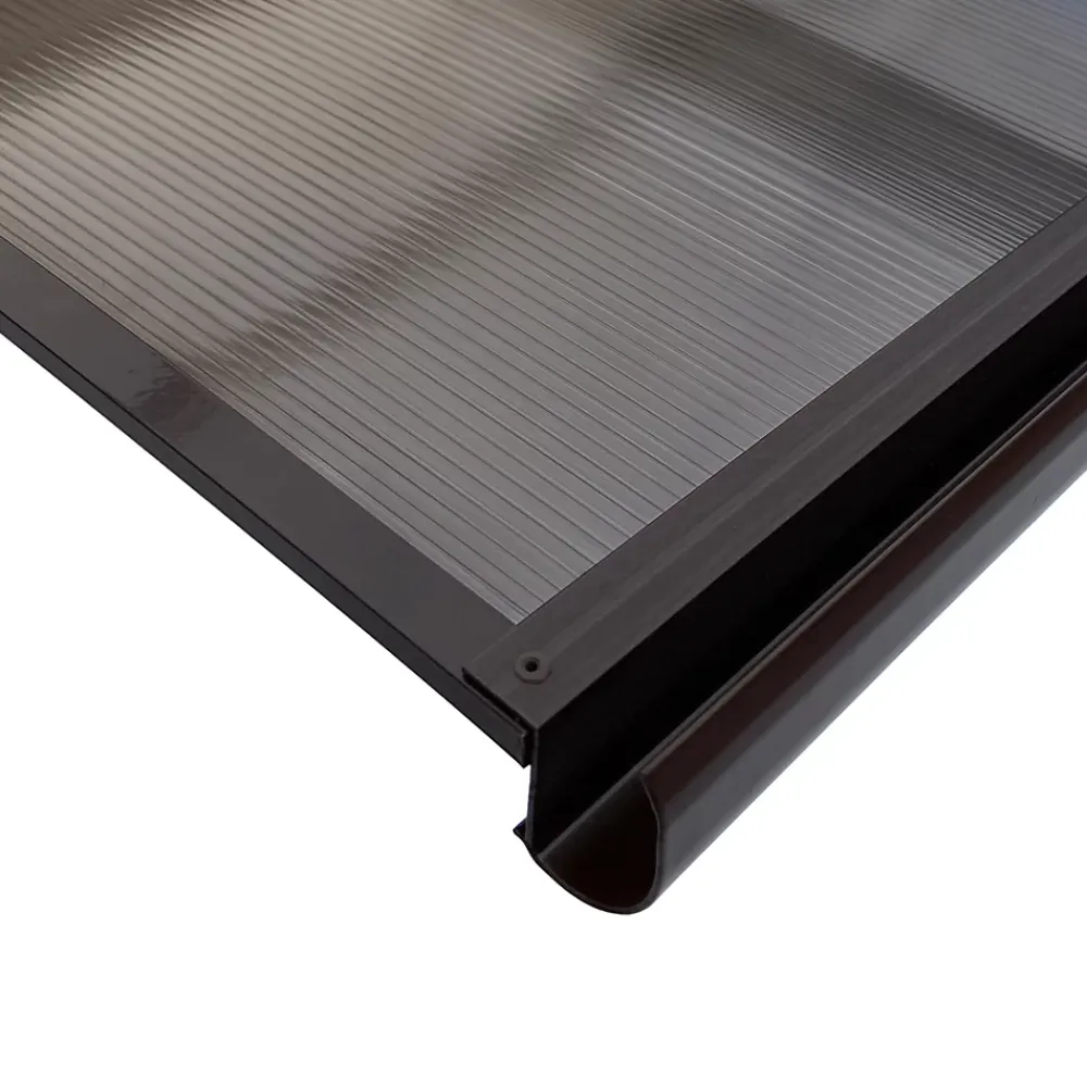 Starkedach Auvent à cadre en aluminium courbé L-160 8017 avec revêtement en polycarbonate- Auvent Et Marquise