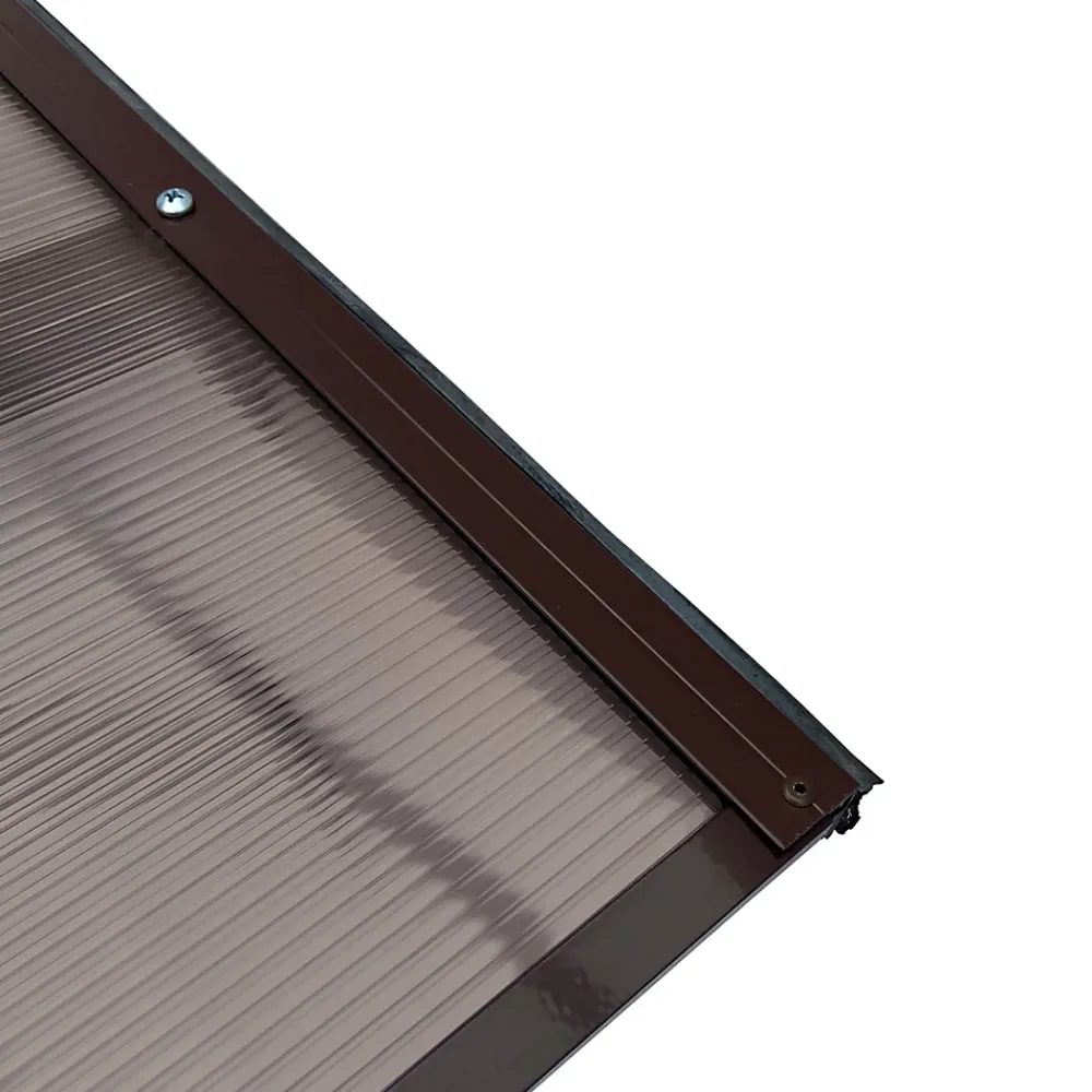 Starkedach Auvent à cadre en aluminium courbé L-160 8017 avec revêtement en polycarbonate- Auvent Et Marquise