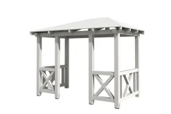 Skan Holz Auvent bois Wismar 7, 351x187cm, épicéa, traitement coloré blanc- Auvent Et Marquise