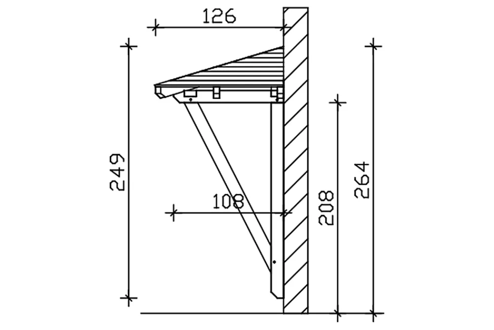 Skan Holz Auvent Et Marquise<Auvent bois Wismar 2, 258x126cm, épicéa, traitement coloré chêne clair