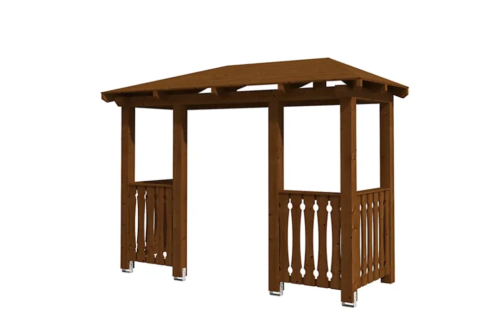 Skan Holz Auvent bois Wismar 6, 351x134cm, épicéa, traitement coloré noyer- Auvent Et Marquise
