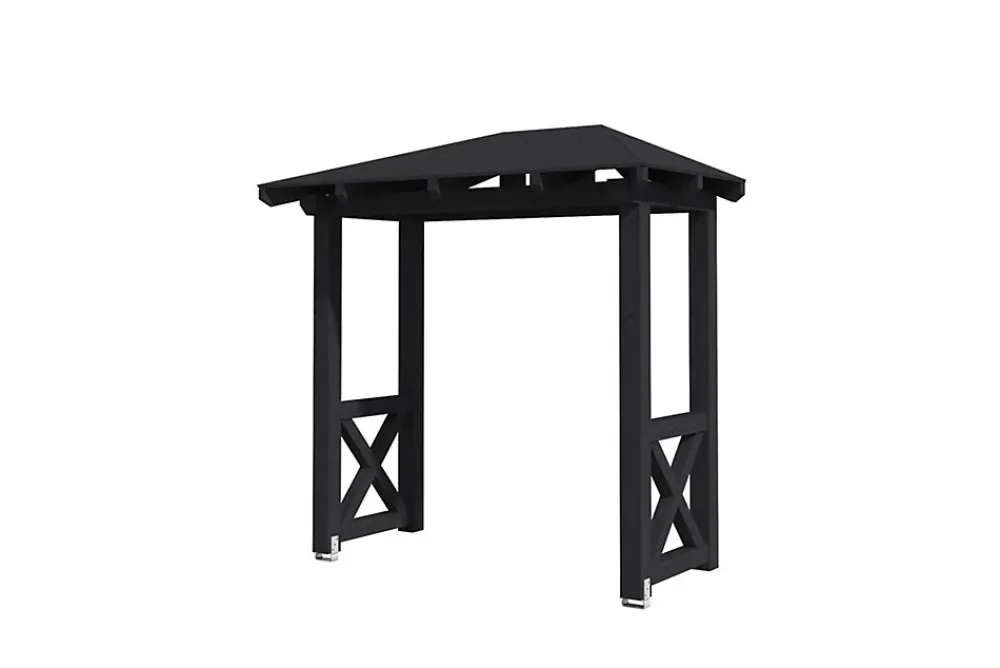Skan Holz Auvent bois Wismar 4, 258x126cm, épicéa, traitement coloré anthracite- Auvent Et Marquise