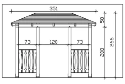 Skan Holz Auvent bois Wismar 6, 351x134cm, épicéa, traitement coloré blanc- Auvent Et Marquise