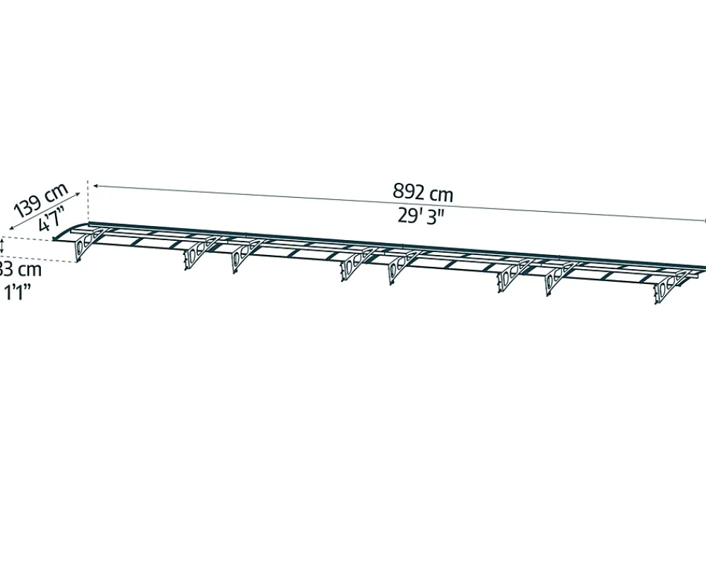 Canopia by Palram Auvent Bordeaux 890 x 140cm Blanc - Brume Blanche en Polycarbonate et acier- Auvent Et Marquise