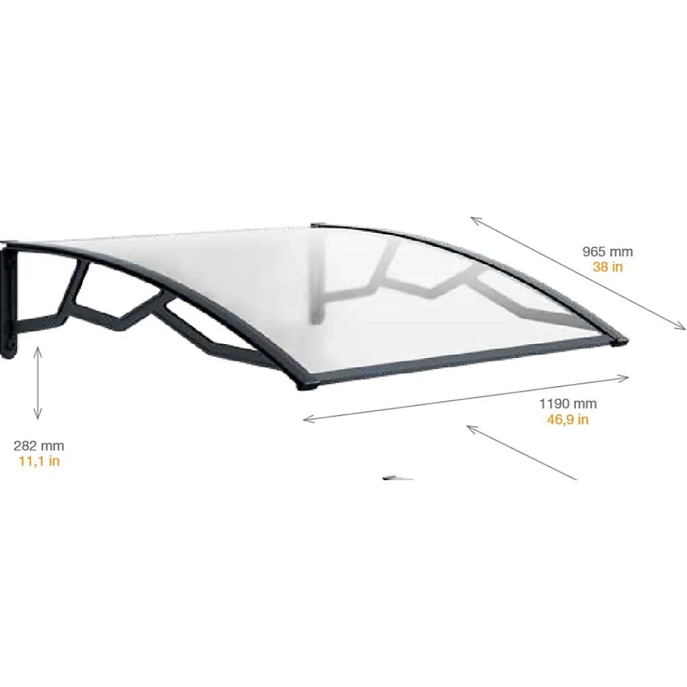 Artplast Auvent Et Marquise<Auvent de Porte d'Entrée et fenêtre 100 x 120 cm - Polycarbonate Anti UV Marquise Extérieure Bras Polypropylène Art Plast