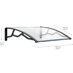 Artplast Auvent Et Marquise<Auvent de Porte d'Entrée et fenêtre 80 x 100 cm - Polycarbonate Anti UV Marquise Extérieure Bras Polypropylène Art Plast