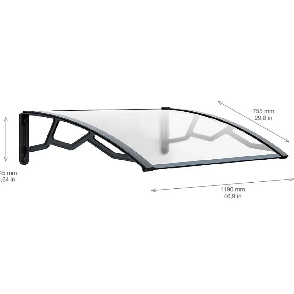 Artplast Auvent Et Marquise<Auvent de Porte d'Entrée et fenêtre 80 x 100 cm - Polycarbonate Anti UV Marquise Extérieure Bras Polypropylène Art Plast