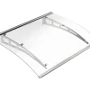 Vente-unique Auvent de porte en aluminium 120 x 90 cm courbé - gris - NEONA- Auvent Et Marquise