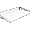 Vente-unique Auvent de porte en aluminium 120 x 90 cm incliné argenté KEPLER- Auvent Et Marquise