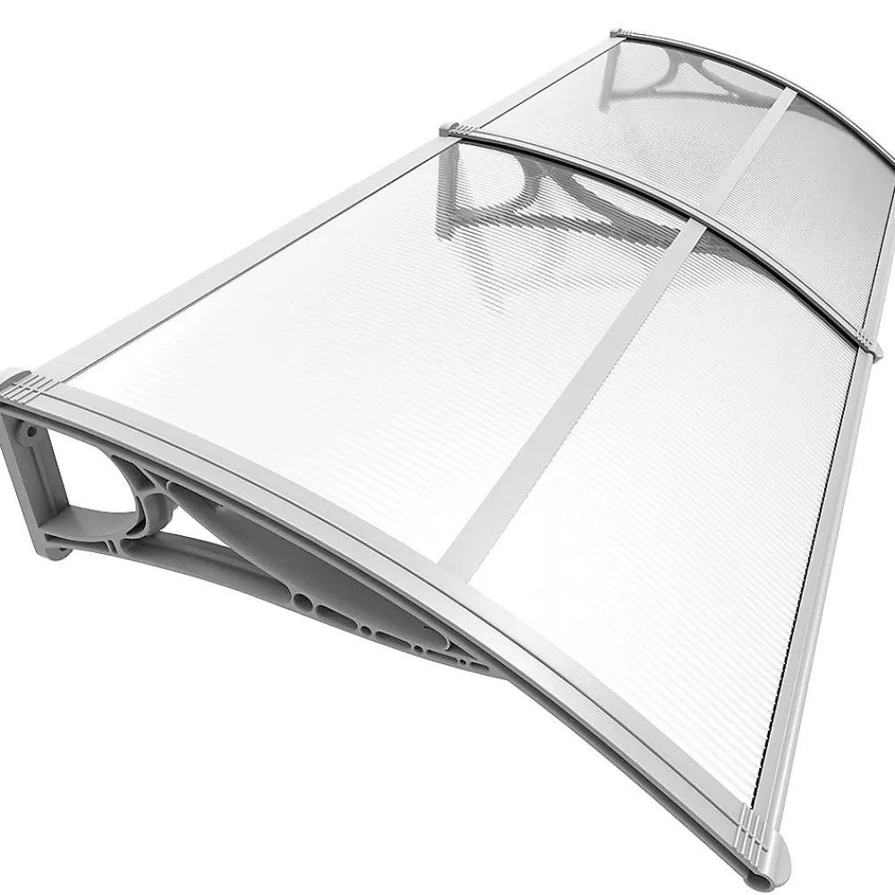 Vounot Auvent Et Marquise<Auvent de porte marquise 200x80 cm transparent en Polycarbonate anti UV Gris