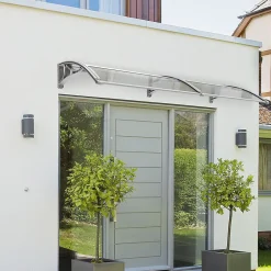 Vounot Auvent Et Marquise<Auvent de porte marquise 200x80 cm transparent en Polycarbonate anti UV Gris