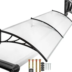 Tectake Auvent Et Marquise<Auvent de porte Marquise Résistant aux intempéries blanc transparent