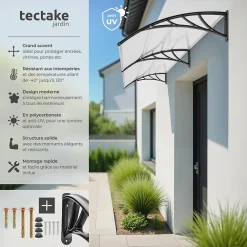 Tectake Auvent Et Marquise<Auvent de porte Marquise Résistant aux intempéries blanc transparent
