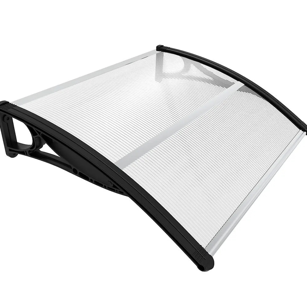 Vounot Auvent Et Marquise<Auvent de porte marquise 100x80 cm transparent en Polycarbonate anti UV Noir