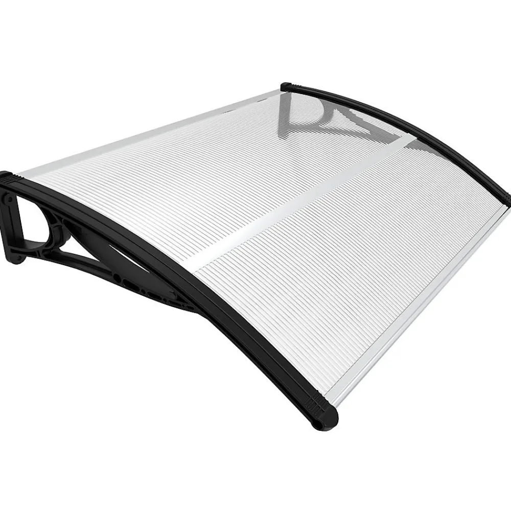 Vounot Auvent Et Marquise<Auvent de porte marquise 120x80 cm transparent en Polycarbonate anti UV Noir
