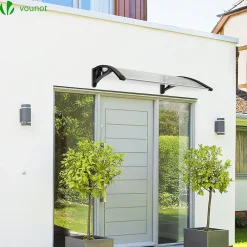 Vounot Auvent Et Marquise<Auvent de porte marquise 120x80 cm transparent en Polycarbonate anti UV Noir