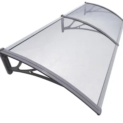 Vounot Auvent Et Marquise<Auvent de porte marquise 200x80 cm transparent en Polycarbonate anti UV Gris