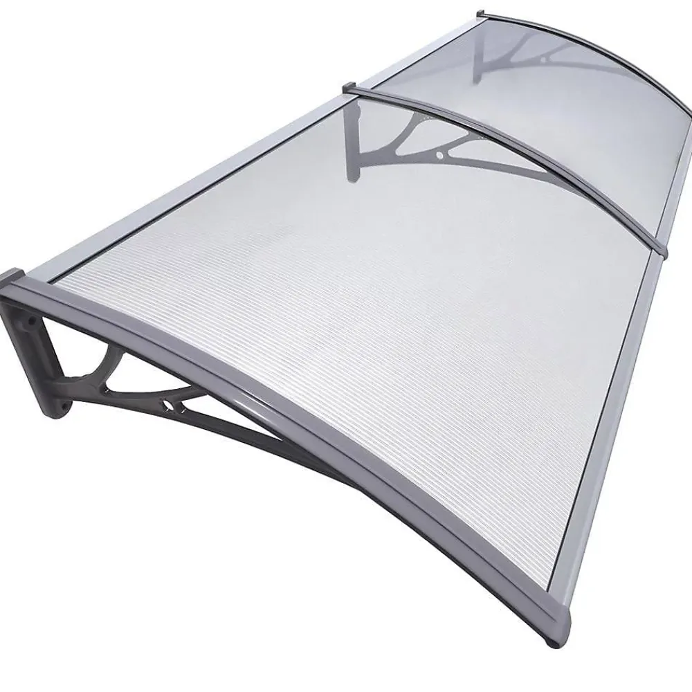 Vounot Auvent Et Marquise<Auvent de porte marquise 200x80 cm transparent en Polycarbonate anti UV Gris