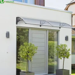 Vounot Auvent Et Marquise<Auvent de porte marquise 200x80 cm transparent en Polycarbonate anti UV Gris