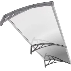 Vounot Auvent Et Marquise<Auvent de porte marquise 200x80 cm transparent en Polycarbonate anti UV Gris
