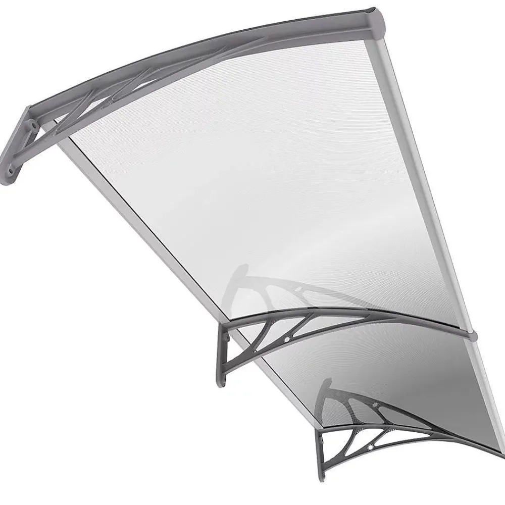 Vounot Auvent Et Marquise<Auvent de porte marquise 200x80 cm transparent en Polycarbonate anti UV Gris