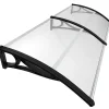 Vounot Auvent de porte marquise 200x80 cm transparent en Polycarbonate anti UV Noir- Auvent Et Marquise