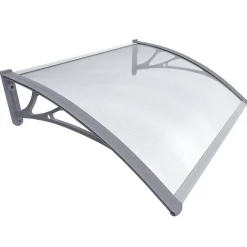 Vounot Auvent Et Marquise<Auvent de porte marquise 100x80 cm transparent en Polycarbonate anti UV Gris
