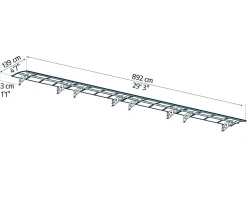 Canopia by Palram Auvent Et Marquise<Auvent Herald 890 x 140 cm Grise en Polycarbonate et acier