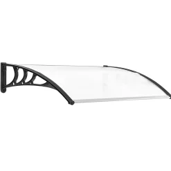 Outsunny Auvent marquise de porte design voûté arrondi dim. 100L x 80l x 23H cm polycarbonate plastique noir- Auvent Et Marquise